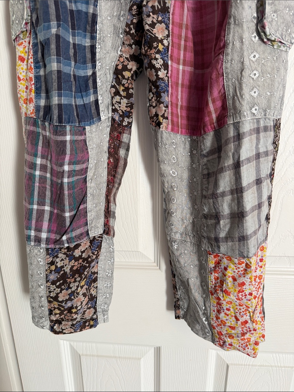 Young Threads xl Women's Multicolor Patchwork Wide-Leg CARGO Pants NWT SKU15 - Picture 7 of 10